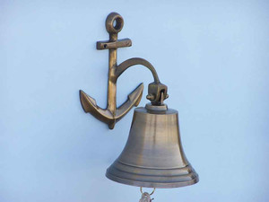 Antique Brass Hanging Anchor Bell 10" Antique Brass Hanging Anchor Bell 10"