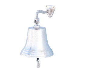 Brushed Nickel Hanging Ship's Bell 15" Brushed Nickel Hanging Ship's Bell 15"