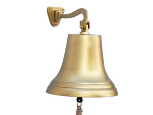 Antique Brass Hanging Ship's Bell 18" Antique Brass Hanging Ship's Bell 18"