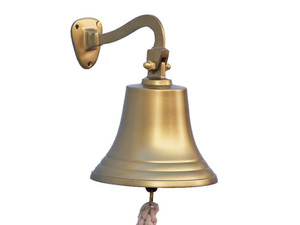 Antique Brass Hanging Ship's Bell 11" Antique Brass Hanging Ship's Bell 11"