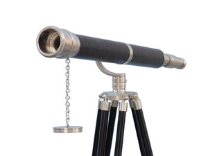 Floor Standing Brushed Nickel With Leather Galileo Telescope 65" Floor Standing Brushed Nickel With Leather Galileo Telescope 65"