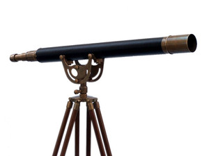 Floor Standing Antique Brass Leather Anchormaster Telescope 65" Floor Standing Antique Brass Leather Anchormaster Telescope 65"