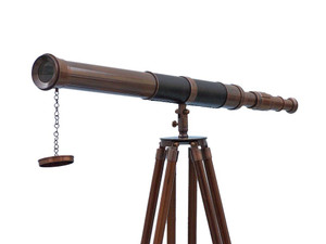 Admirals Floor Standing Antique Copper with Leather Telescope 60" Admirals Floor Standing Antique Copper with Leather Telescope 60"