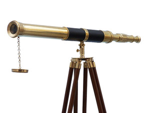 Admirals Floor Standing Brass with Leather Telescope 60" Admirals Floor Standing Brass with Leather Telescope 60"