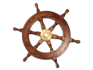 Deluxe Class Wood and Brass Decorative Ship Wheel 15" Deluxe Class Wood and Brass Decorative Ship Wheel 15"