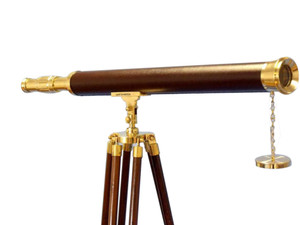 Floor Standing Solid Brass - Leather Harbor Master Telescope 60" Floor Standing Solid Brass - Leather Harbor Master Telescope 60"