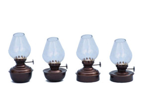 Antique Copper Table Oil Lamp 5" - Set of 4 Antique Copper Table Oil Lamp 5" - Set of 4