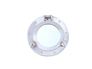 Brushed Nickel Deluxe Class Decorative Ship Porthole Mirror 8" Brushed Nickel Deluxe Class Decorative Ship Porthole Mirror 8"