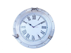 Brushed Nickel Deluxe Class Porthole Clock 17" Brushed Nickel Deluxe Class Porthole Clock 17"