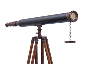 Floor Standing Bronzed With Leather Harbor Master Telescope 60" Floor Standing Bronzed With Leather Harbor Master Telescope 60"