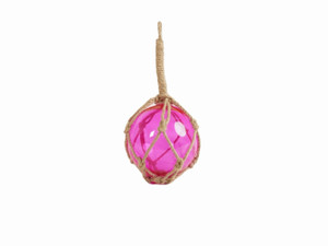 Pink Japanese Glass Ball Fishing Float With Brown Netting Decoration 6" Pink Japanese Glass Ball Fishing Float With Brown Netting Decoration 6"