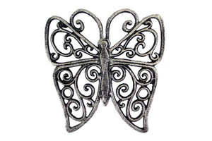 Rustic Silver Cast Iron Butterfly Trivet 8" Rustic Silver Cast Iron Butterfly Trivet 8"