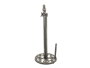 Antique Silver Cast Iron Mermaid Paper Towel Holder 16" Antique Silver Cast Iron Mermaid Paper Towel Holder 16"