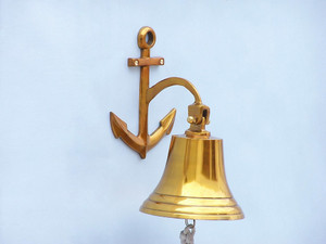 Brass Plated Hanging Anchor Bell 10" Brass Plated Hanging Anchor Bell 10"