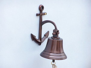 Antique Copper Hanging Anchor Bell 8" Antique Copper Hanging Anchor Bell 8"
