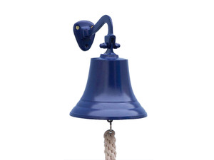 Solid Brass Hanging Ships Bell 11" - Blue Solid Brass Hanging Ships Bell 11" - Blue