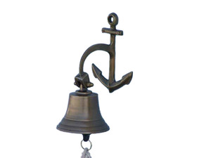 Antique Brass Hanging Anchor Bell 8" Antique Brass Hanging Anchor Bell 8"