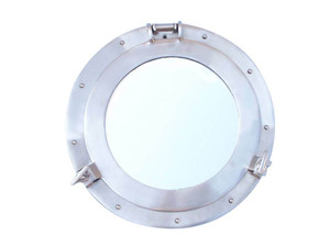 Brushed Nickel Deluxe Class Decorative Ship Porthole Window 12" Brushed Nickel Deluxe Class Decorative Ship Porthole Window 12"