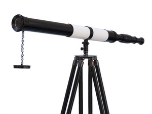 Admirals Floor Standing Oil Rubbed Bronze-White Leather with Black Stand Telescope 60" Admirals Floor Standing Oil Rubbed Bronze-White Leather with Black Stand Telescope 60"