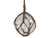 Clear Japanese Glass Ball Fishing Float With Brown Netting Decoration 6"