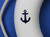 Classic White Decorative Anchor Lifering with Blue Bands 20"