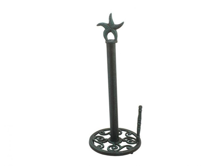 Seaworn Blue Cast Iron Starfish Paper Towel Holder 15"