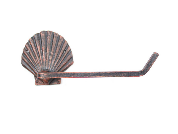 Rustic Copper Cast Iron Shell Toilet Paper Holder 10"