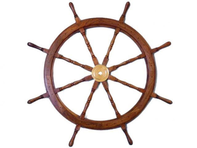 Deluxe Class Wood and Brass Decorative Ship Wheel 48"