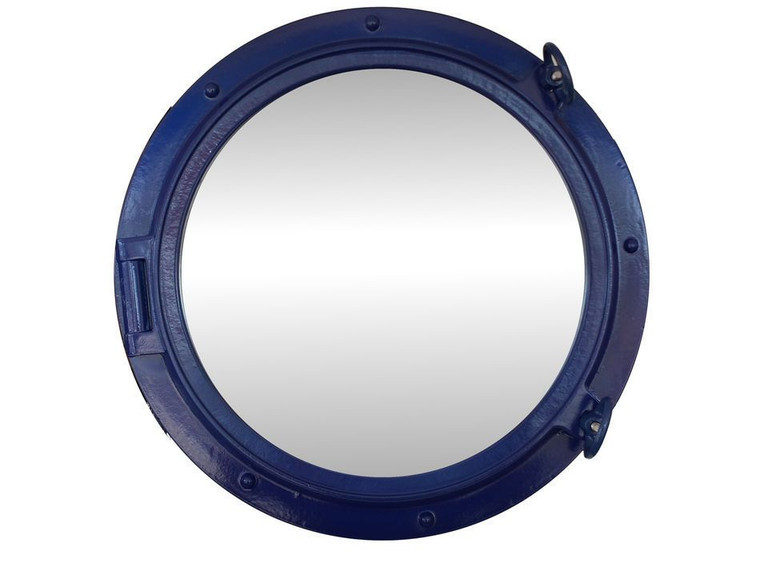 Navy Blue Decorative Ship Porthole Mirror 24"