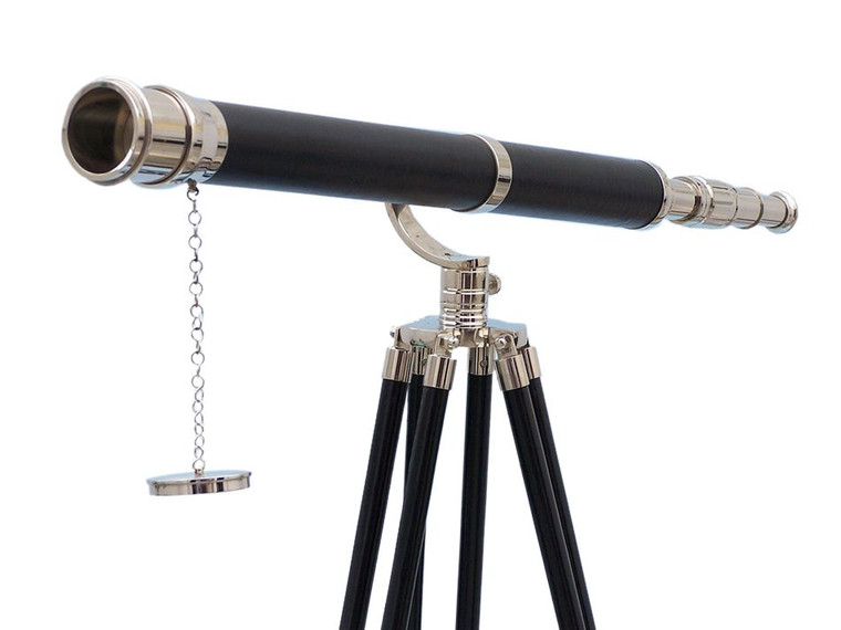 Floor Standing Chrome/Leather Galileo Telescope 65"