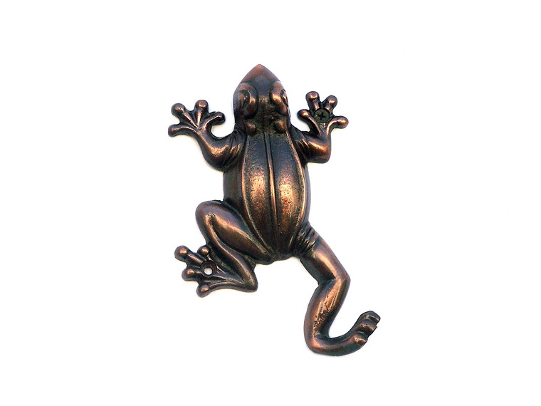 Antique Copper Decorative Frog Hook 6"