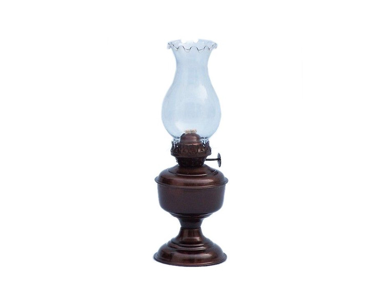 Antique Copper Table Oil Lamp 10"