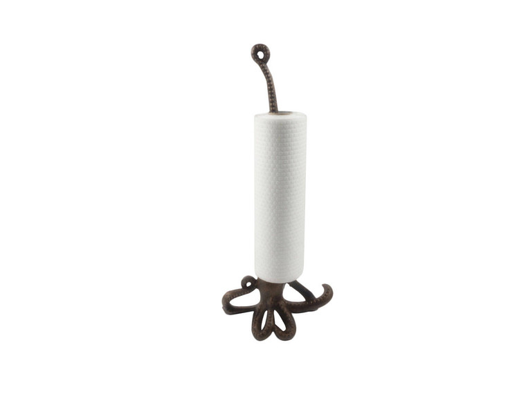 Rustic Copper Cast Iron Octopus Kitchen Paper Towel Holder 19"
