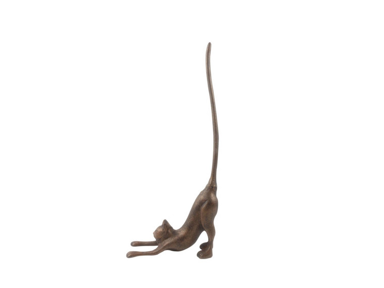 Rustic Copper Cast Iron Yoga Cat Bathroom Extra Toilet Paper Stand 19"