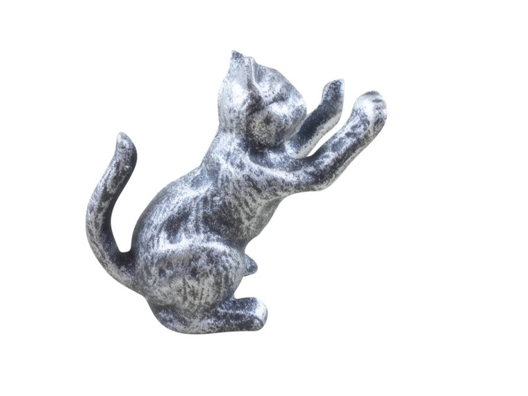 Rustic Silver Cast Iron Cat Door Stopper 5"