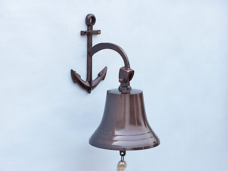 Antique Copper Hanging Anchor Bell 12"