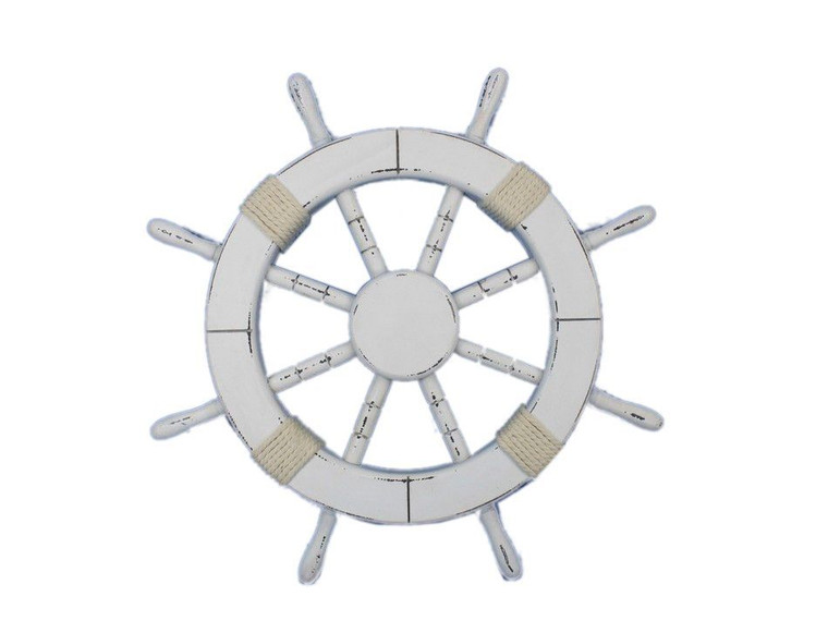 Rustic White Decorative Ship Wheel 18"