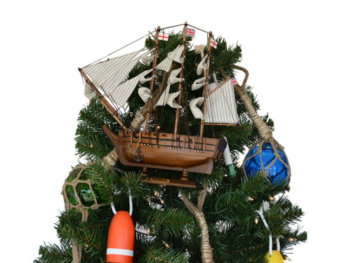 Wooden Charles Darwin's HMS Beagle Model Ship Christmas Tree Topper ...