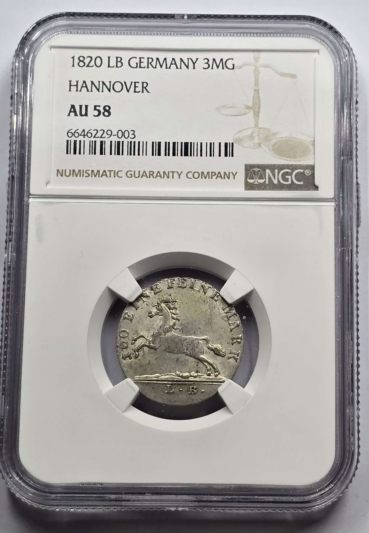 GERMANY 1820 LB COIN 3 MARIEN GROSCHEN HANNOVER NGC AU58