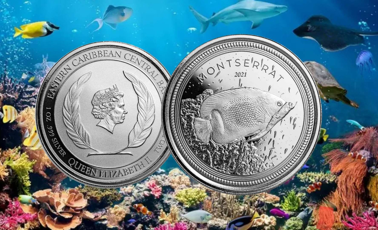 Eastern Caribbean Angelfish MONTSERRAT 2021 1 oz silver