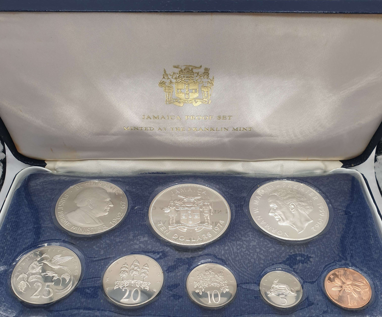 JAMAICA SILVER COIN PROOF YEAR SET 1974 BY FRANKLIN MINT