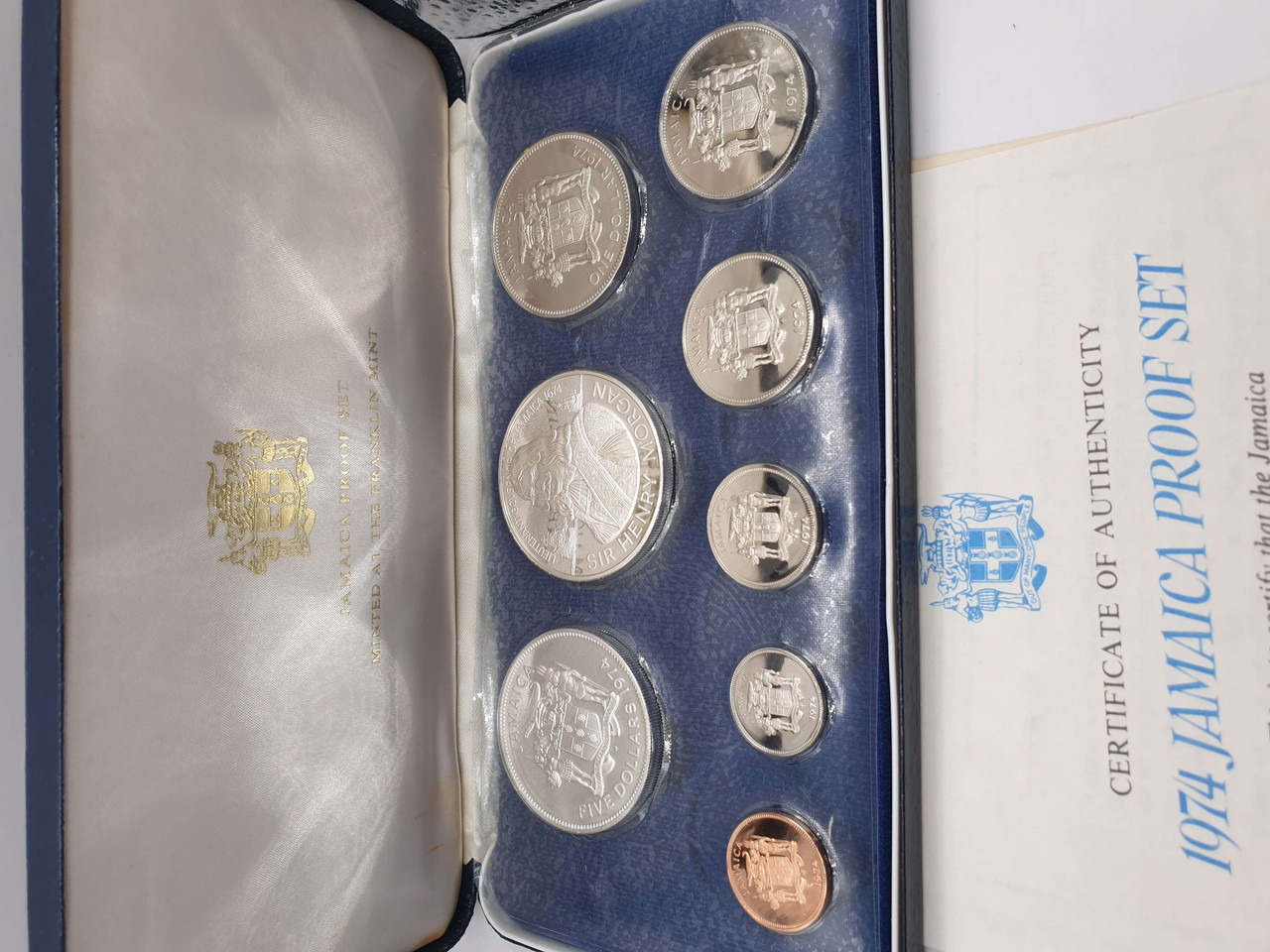 JAMAICA SILVER COIN PROOF YEAR SET 1974 BY FRANKLIN MINT