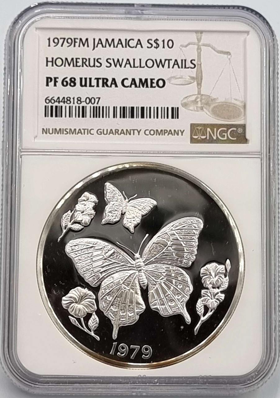JAMAICA 1979 SILVER PROOF LARGE COIN 10 DOLLAR NGC PF68 UCA