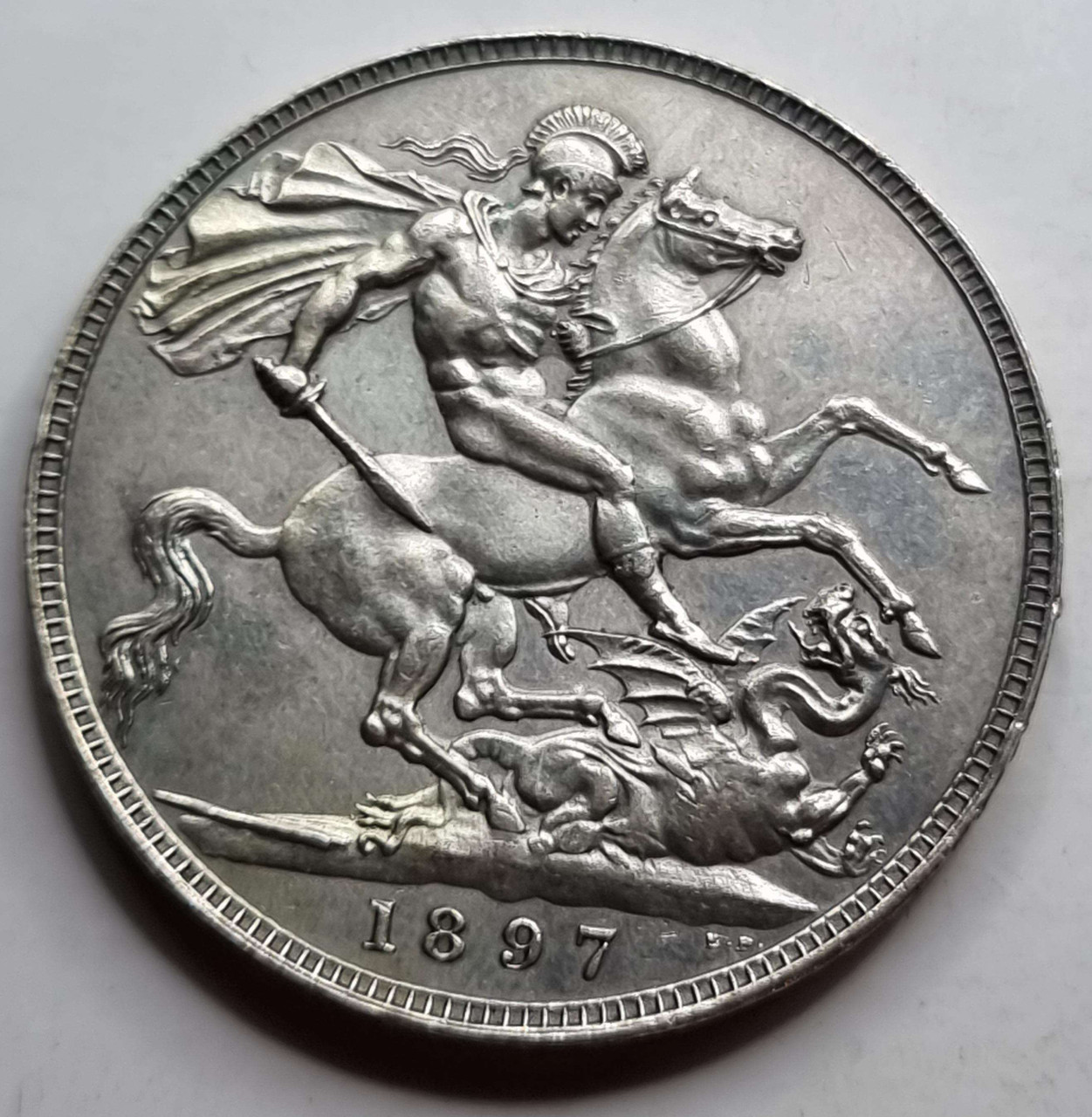 GREAT BRITAIN UK 1897 CROWN SILVER COIN QUEEN VICTORIA