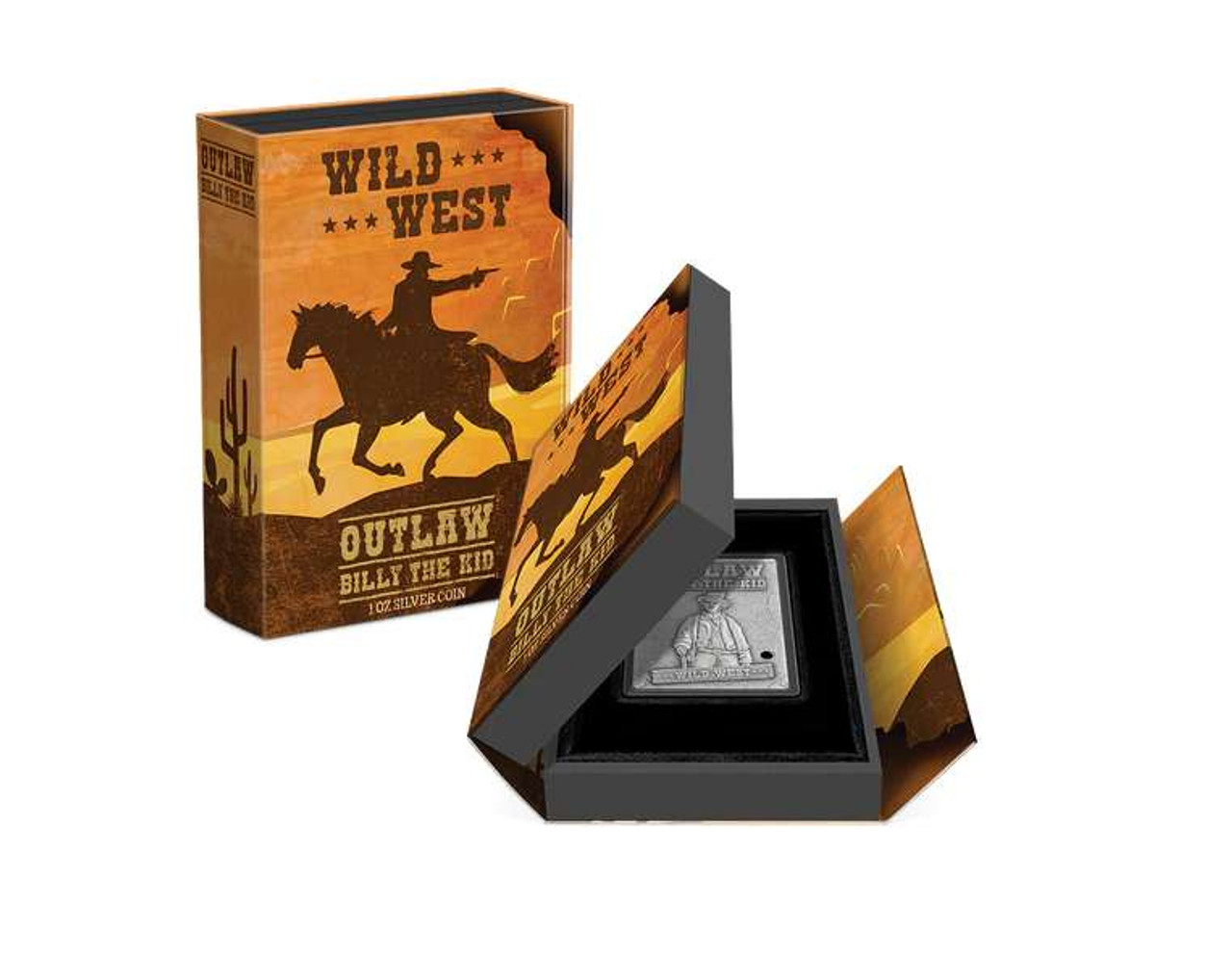 OUTLAW BILLY THE KID Wild West 1 Oz Silver bar Niue 2023