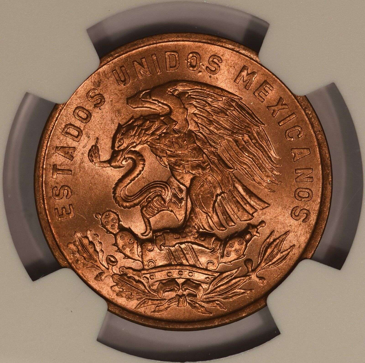 MEXICO 20 CENTAVOS COIN 1965 NGC MS66 RD