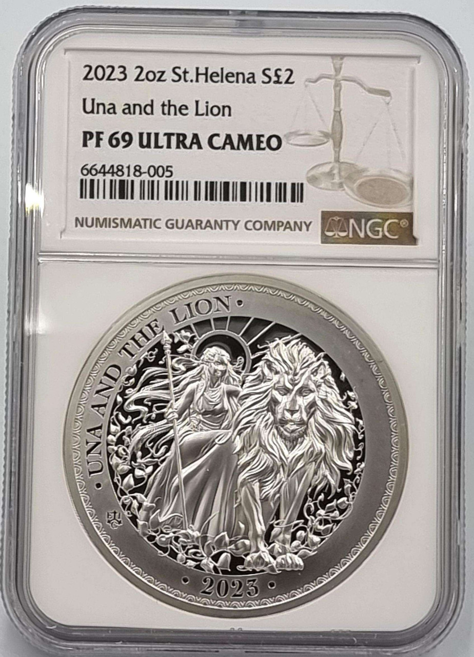 UNA AND LION 2023 2 OZ SILVER PROOF COIN NGC PF69 UCAM