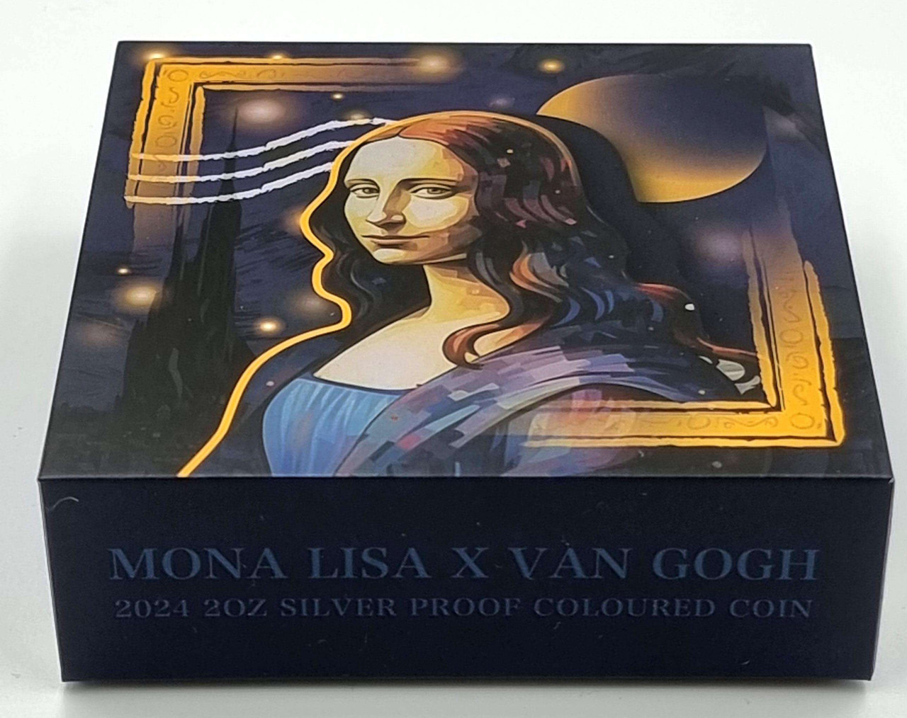 Fiji 2024 Mona Lisa Van Gogh 2 oz Colorized Silver Proof Bar