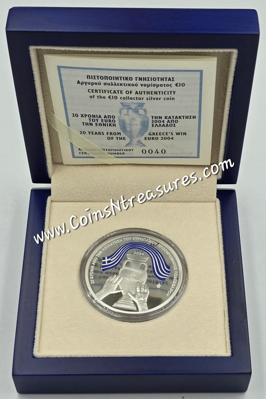 GREECE 2024 UEFA EURO 2004 ANNIVERSARY SILVER COIN