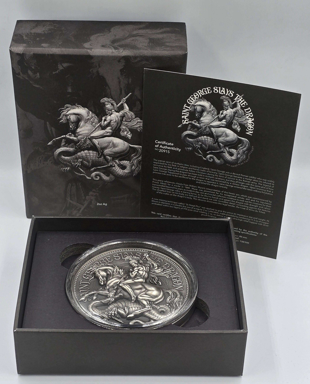 Chad 2 oz SILVER COIN SAINT GEORGE SLAYS THE DRAGON 2021